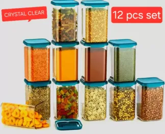 Plastic Grocery Container - 1200 ml (Pack of 12, Clear)